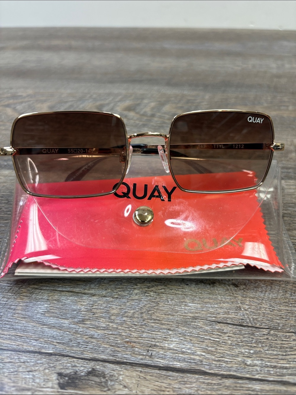 QUAY TTYL 1212 Square Sunglasses Rose Gold Brown Gradient Lens 55mm - Picture 9 of 9